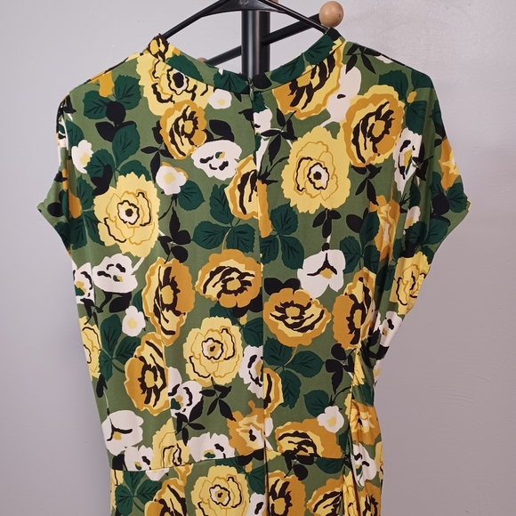 #72 Donna Morgan Floral Faux Wrap Dress Size 16 - Picture 4 of 6